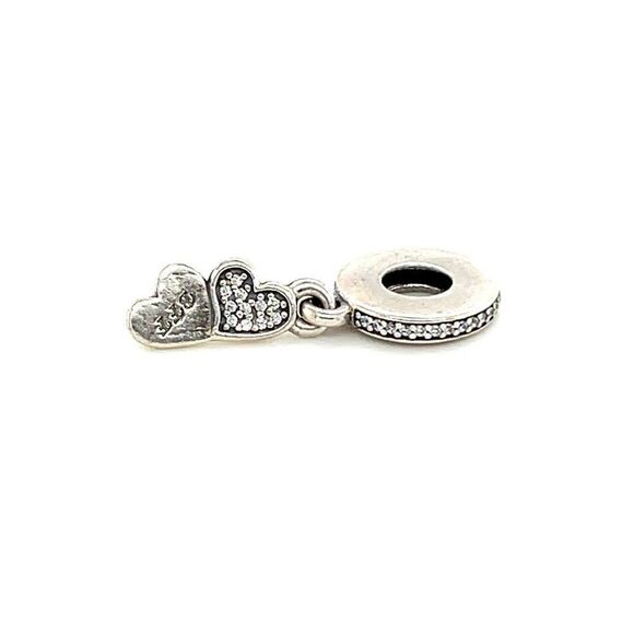 Pandora BFF Cz Heart Dangle Charm - Picture 1 of 6